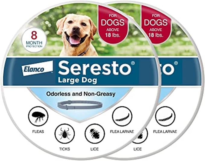 Seresto Large Dog Flea & Tick Collar 2-Pack – 8 Month Vet-Recommended Protection