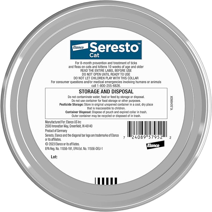 Seresto Cat Flea & Tick Collar – 8 Month Vet-Recommended Protection