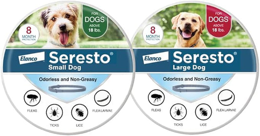 Seresto Large + Small Dog Flea & Tick Collar Bundle – 8 Month Vet-Recommended Protection